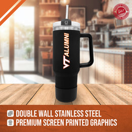 Virginia Tech Hokies Collegiate 40oz Stainless Steel Travel Tumbler with Handle for Alumni - Black