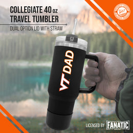 Virginia Tech Hokies Collegiate 40oz Stainless Steel Travel Tumbler with Handle for Dad - Black