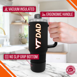 Virginia Tech Hokies Collegiate 40oz Stainless Steel Travel Tumbler with Handle for Dad - Black