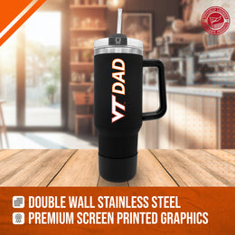 Virginia Tech Hokies Collegiate 40oz Stainless Steel Travel Tumbler with Handle for Dad - Black