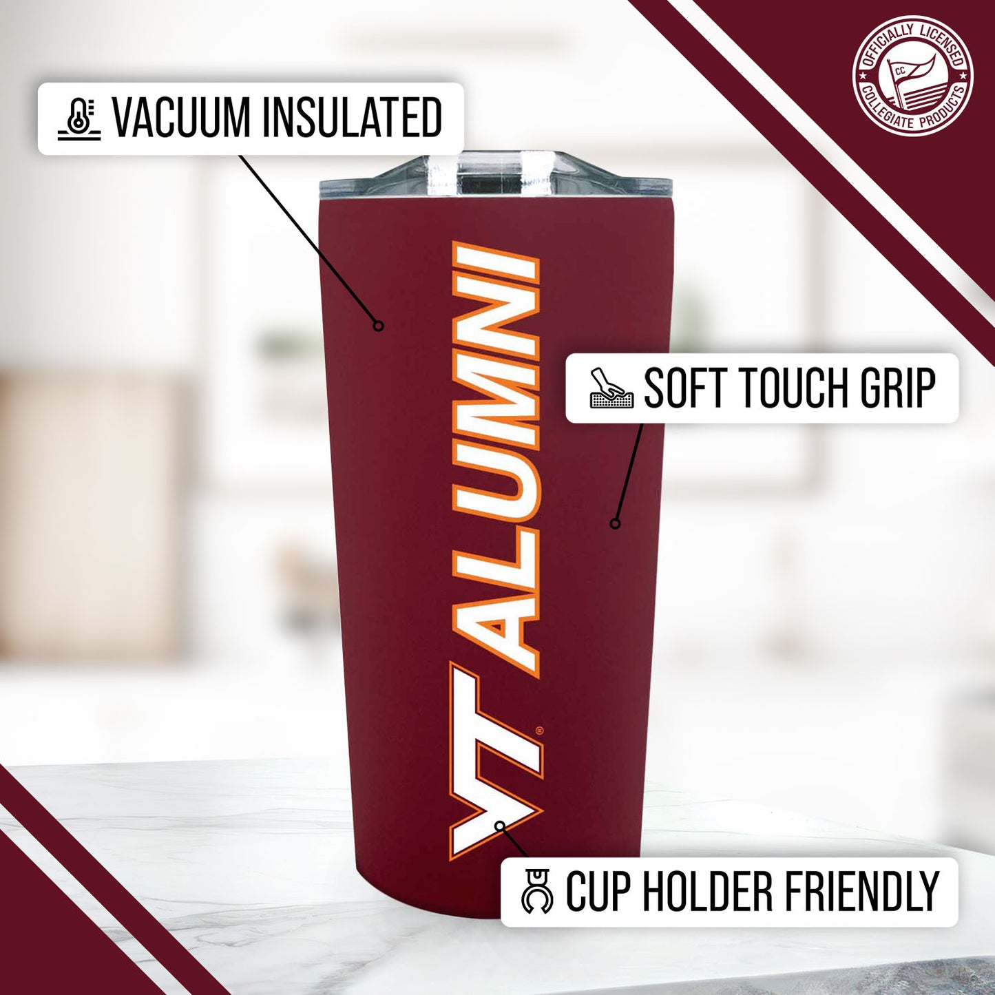 Virginia Tech Hokies Collegiate Stainless Steel Travel Tumbler for Alumni - Maroon
