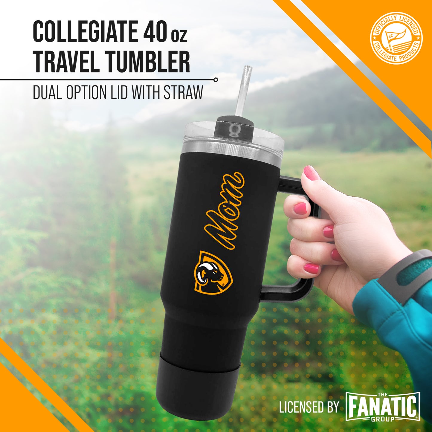 VCU Rams Collegiate 40oz Stainless Steel Travel Tumbler with Handle for Mom - Black