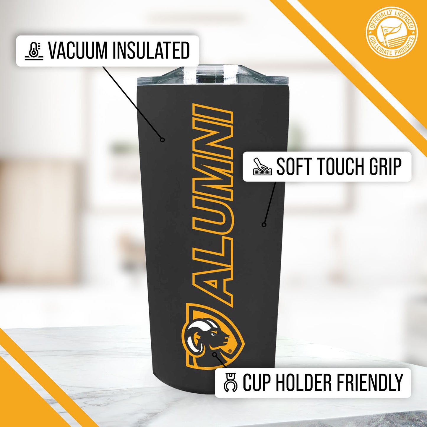 VCU Rams Collegiate Stainless Steel Travel Tumbler for Alumni - Black