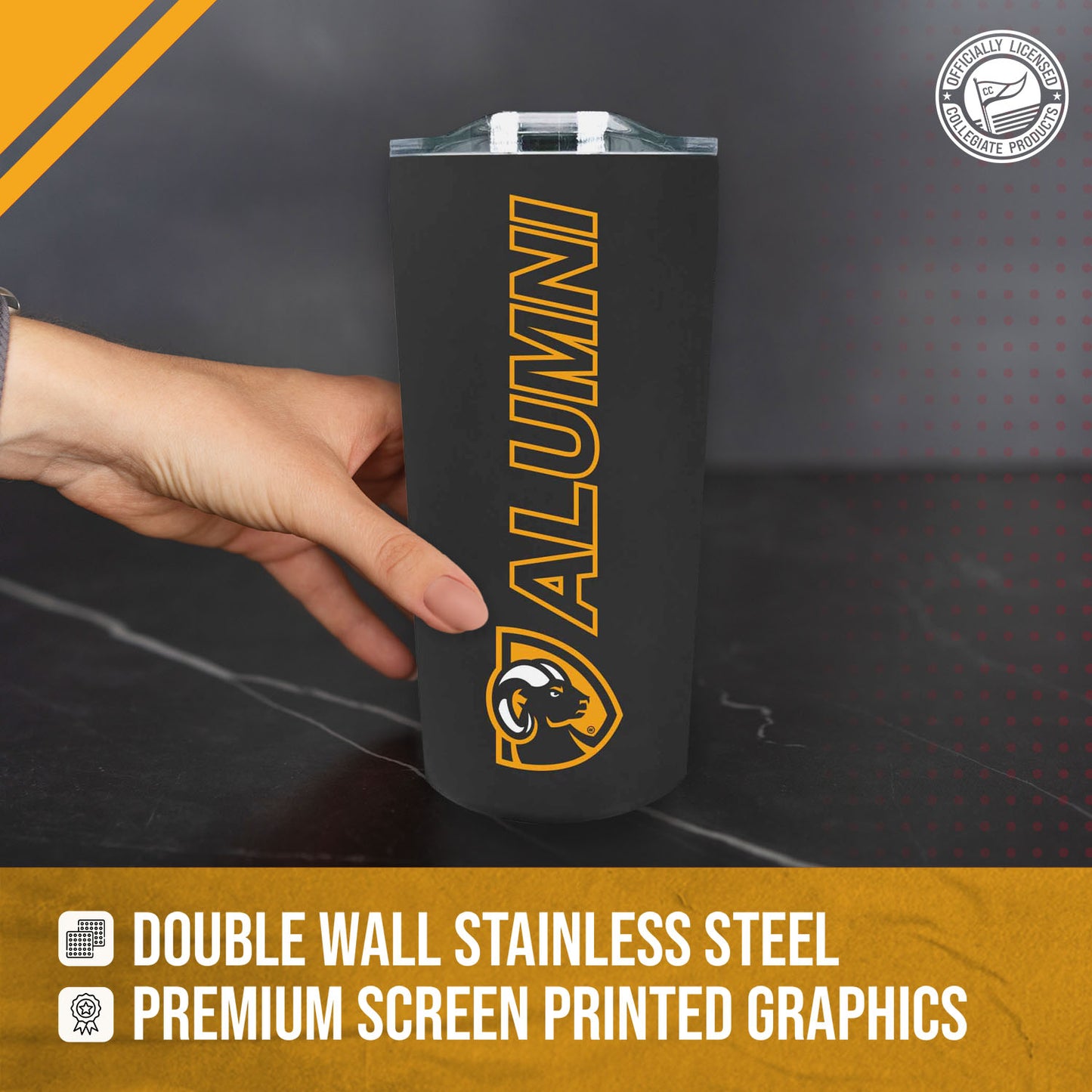 VCU Rams Collegiate Stainless Steel Travel Tumbler for Alumni - Black