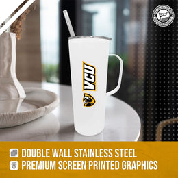 VCU Rams NCAA Stainless Steel 20oz Roadie With Handle & Dual Option Lid With Straw - White