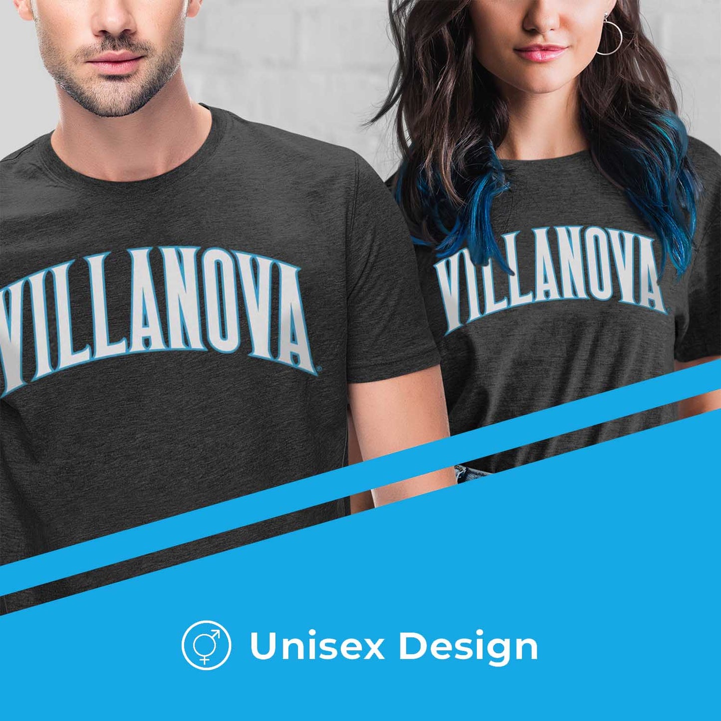Villanova Wildcats NCAA Cotton Blend Charcoal T-Shirt Men Women - Charcoal
