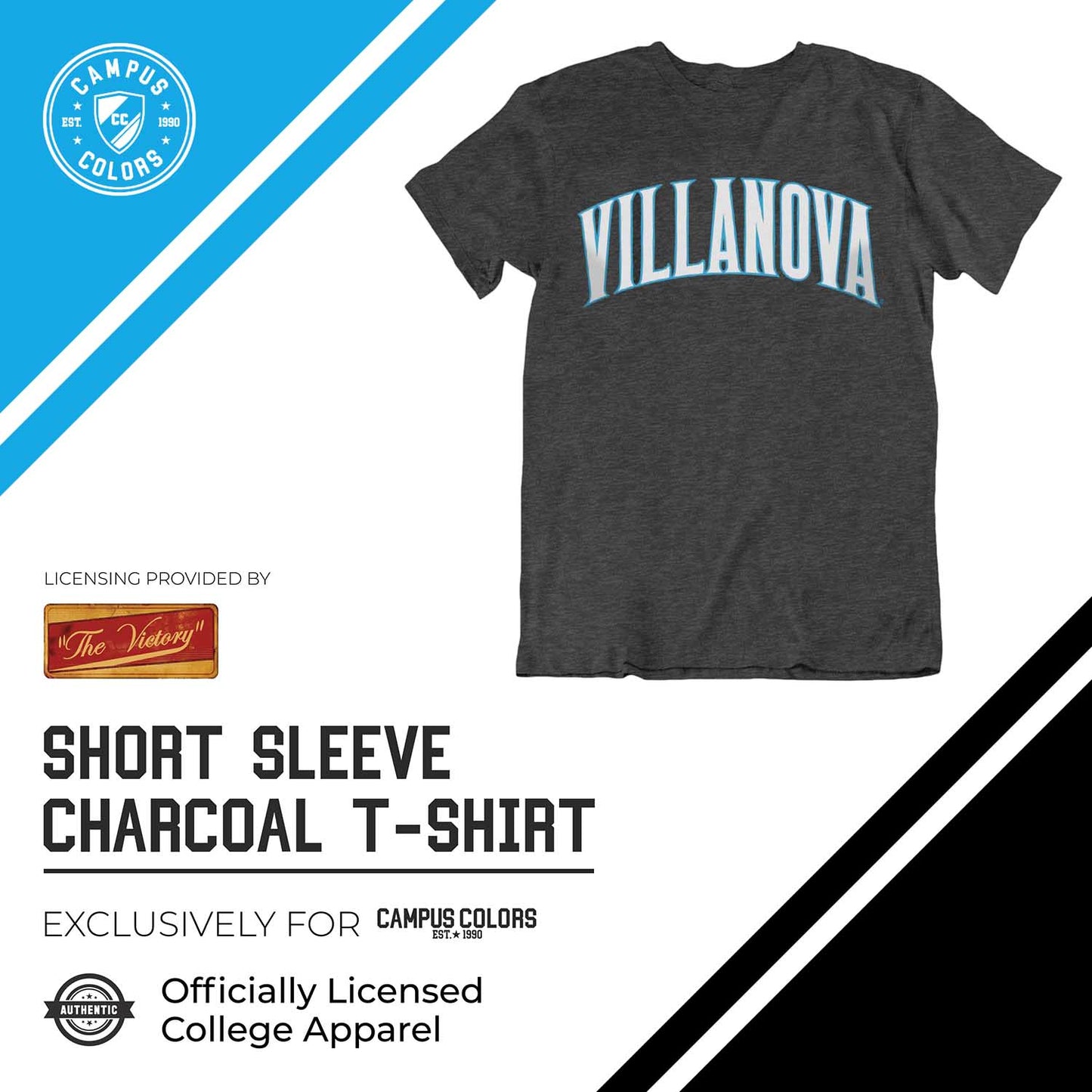 Villanova Wildcats NCAA Cotton Blend Charcoal T-Shirt Men Women - Charcoal
