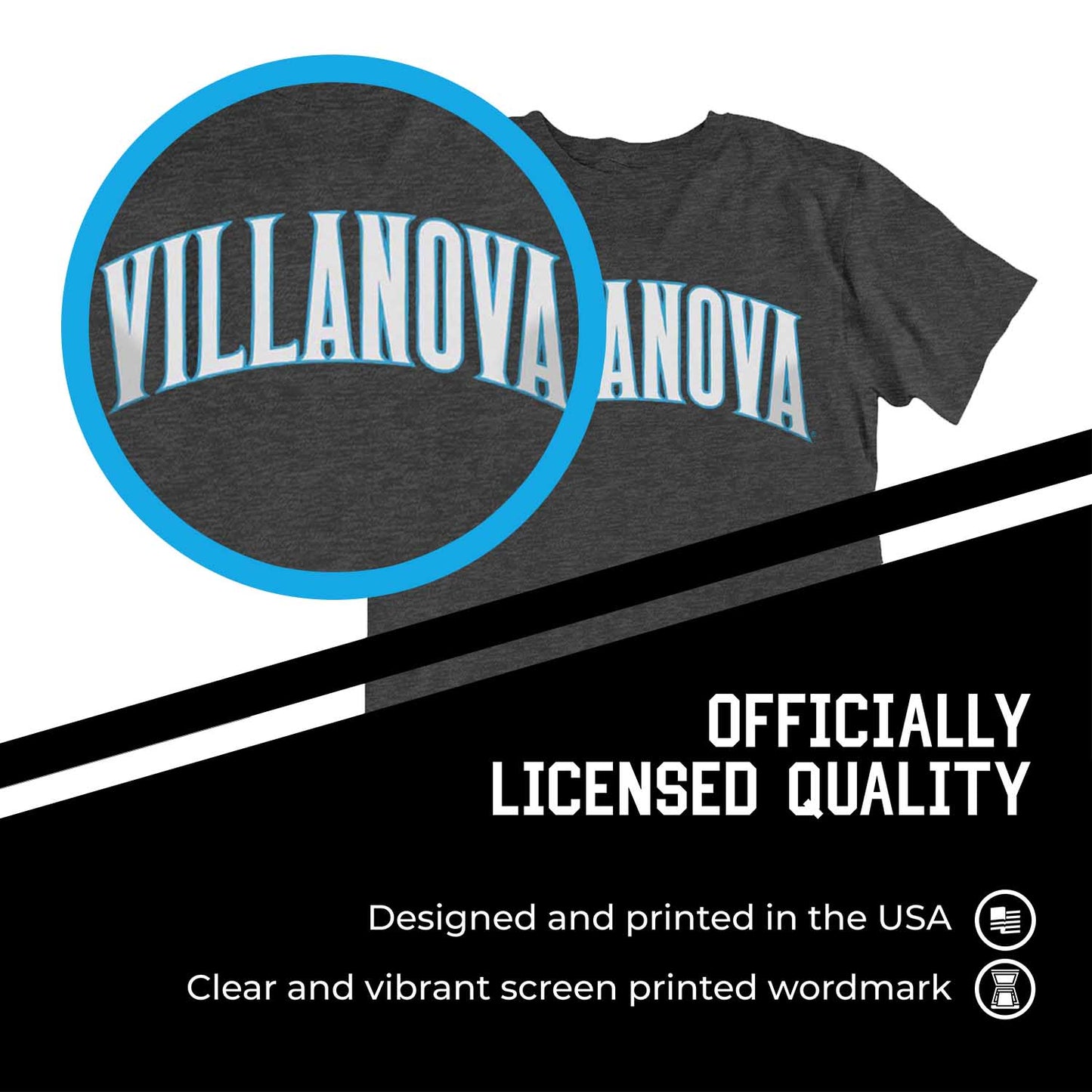 Villanova Wildcats NCAA Cotton Blend Charcoal T-Shirt Men Women - Charcoal