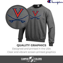 Virginia Cavaliers Adult Mascot Fleece Crewneck - Charcoal