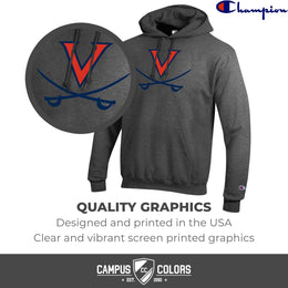 Virginia Cavaliers Adult Mascot Fleece Hooded Sweatshirt - Charcoal