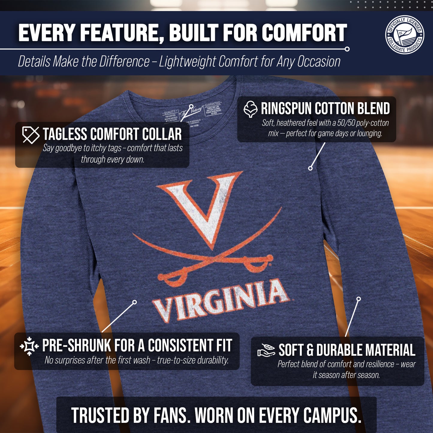 Virginia Cavaliers NCAA MVP Adult Long-Sleeve Shirt - Navy