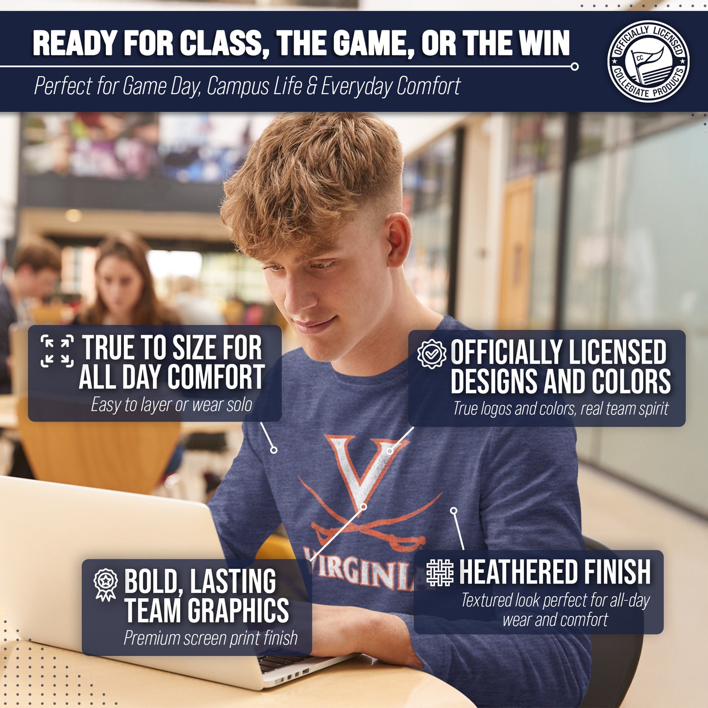 Virginia Cavaliers NCAA MVP Adult Long-Sleeve Shirt - Navy