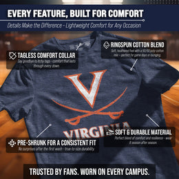 Virginia Cavaliers Adult MVP Heathered Cotton Blend T-Shirt - Navy