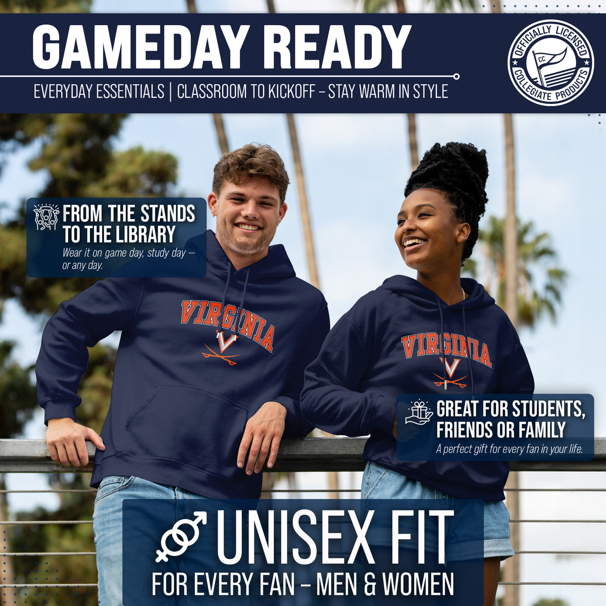 Virginia Cavaliers Arch & Logo Gameday Hoodie - Navy