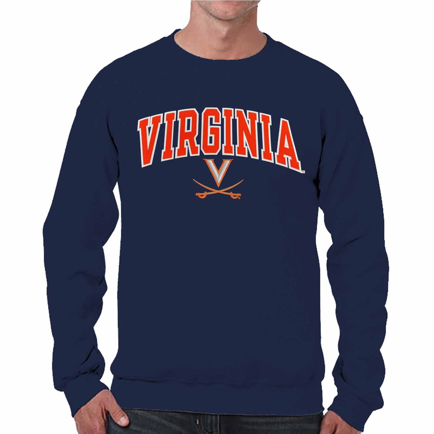 Virginia Cavaliers Adult Tackle Twill Crewneck - Navy