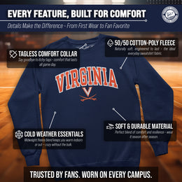 Virginia Cavaliers Adult Tackle Twill Crewneck - Navy