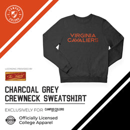Virginia Cavaliers NCAA Adult Charcoal Crewneck Fleece Sweatshirt - Graphite