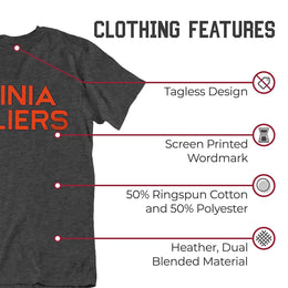 Virginia Cavaliers Campus Colors NCAA Adult Cotton Blend Charcoal Tagless T-Shirt - Charcoal