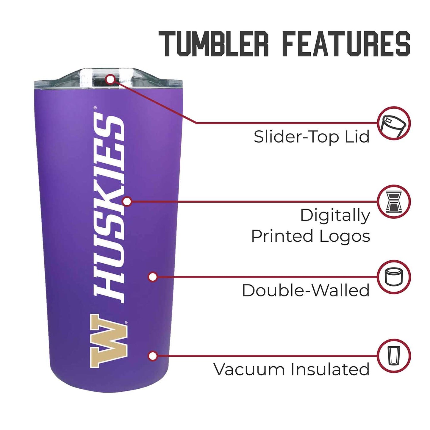 Washington Huskies Campus Colors  NCAA Tumbler - Purple