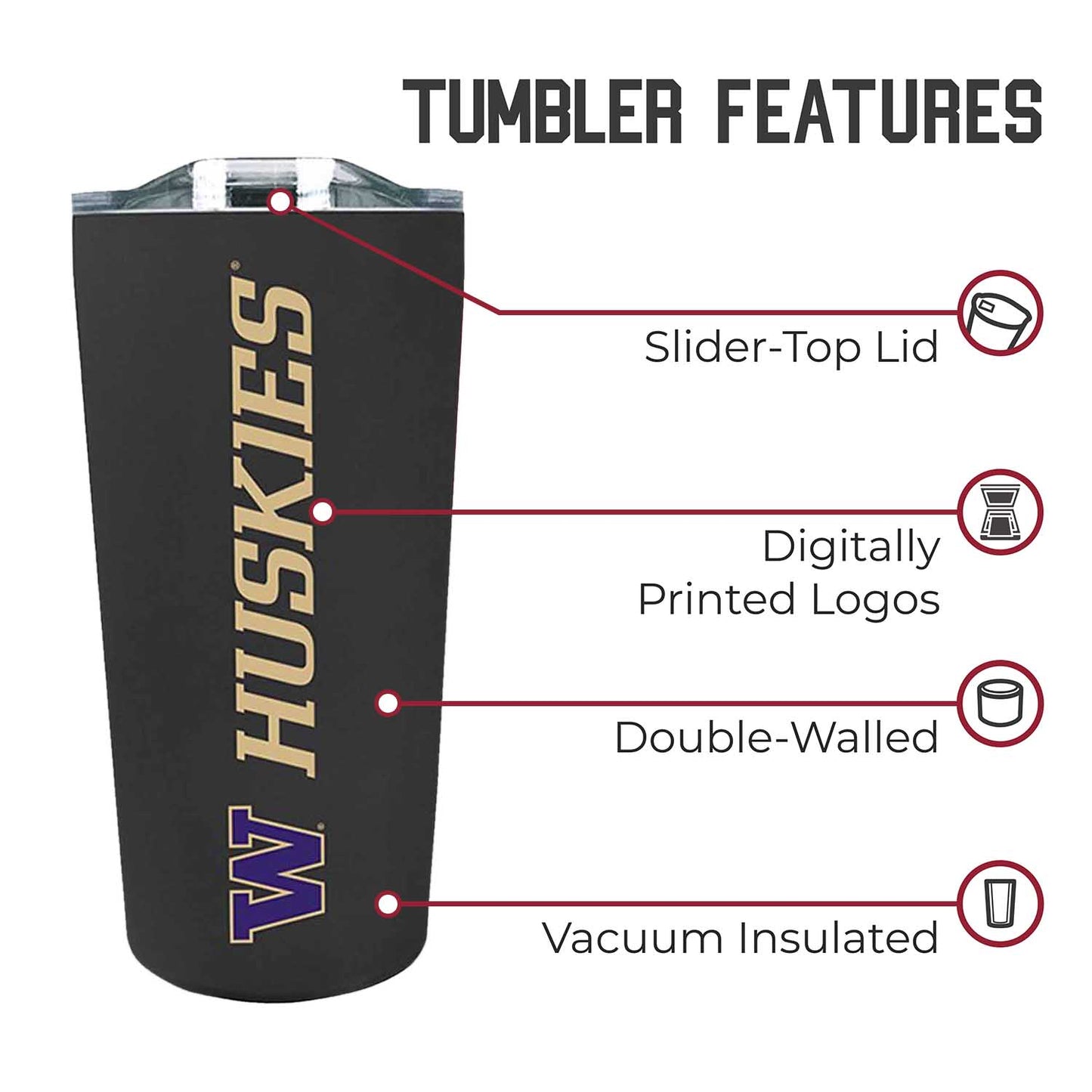 Washington Huskies Campus Colors  NCAA Tumbler - Black