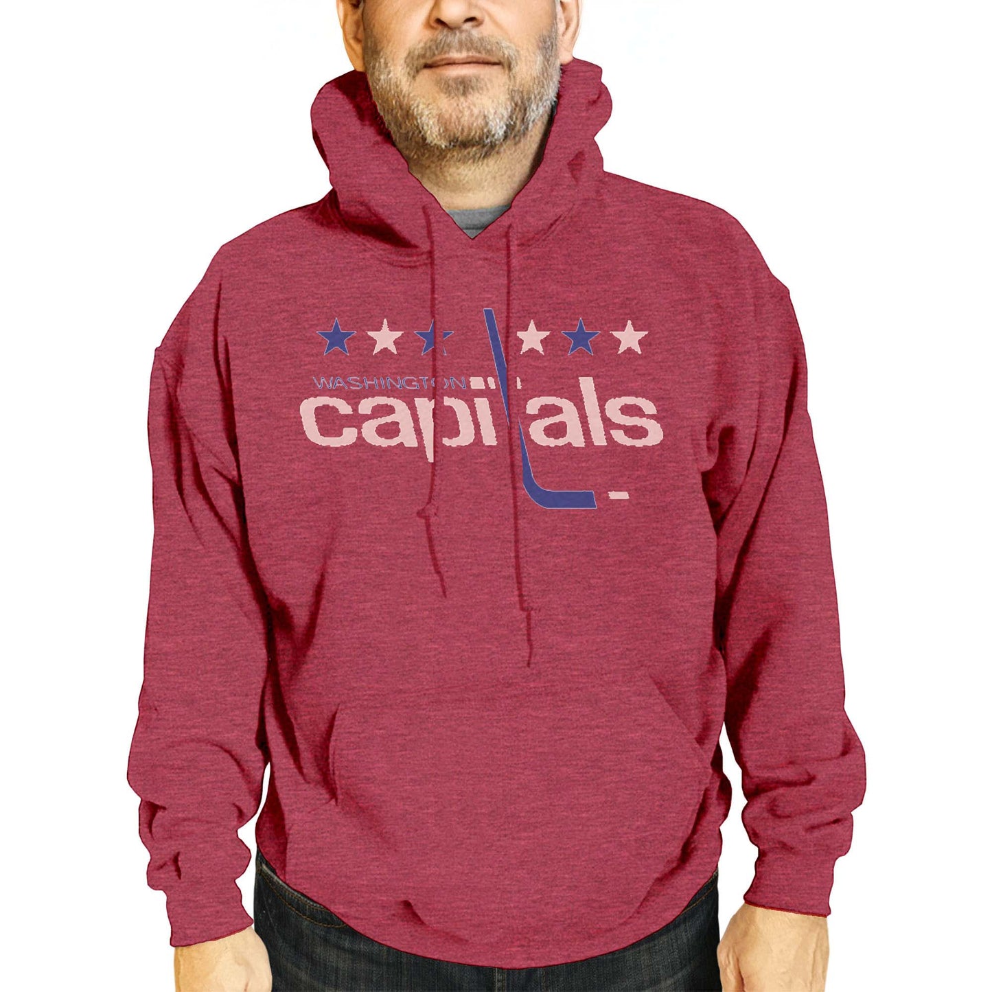 Washington Capitals Adult NHL Retro Logo Hockey Fleece Hooded Sweatshirt - Red Heather