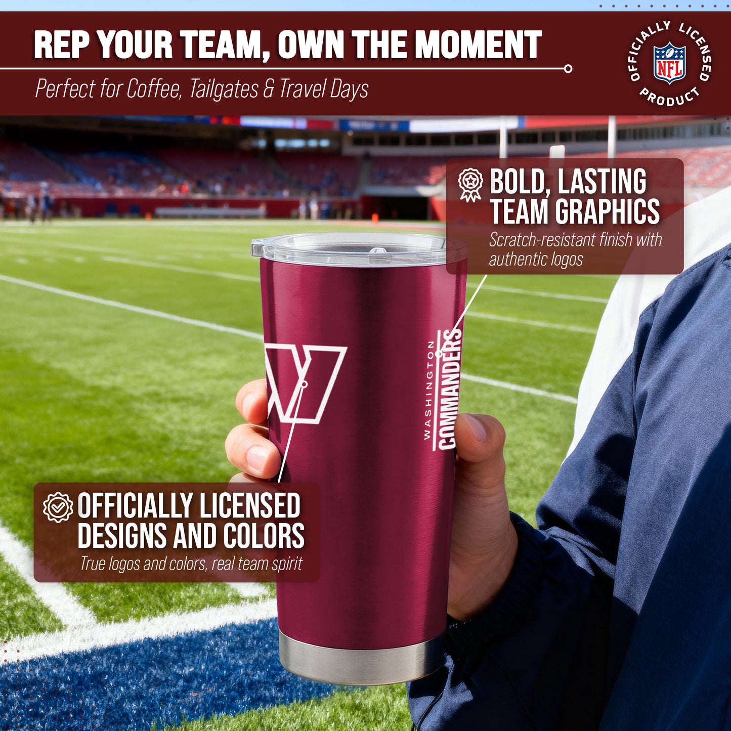 Washington Commanders NFL 20oz Gameday Stainless Steel Tumbler - Maroon