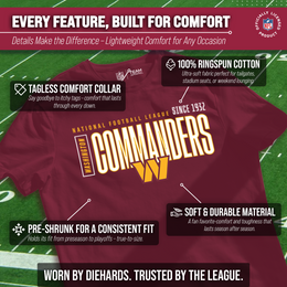 Washington Commanders NFL Youth Modern Endzone Football T-Shirt Unisex Tag Free Comfortable - Garnet