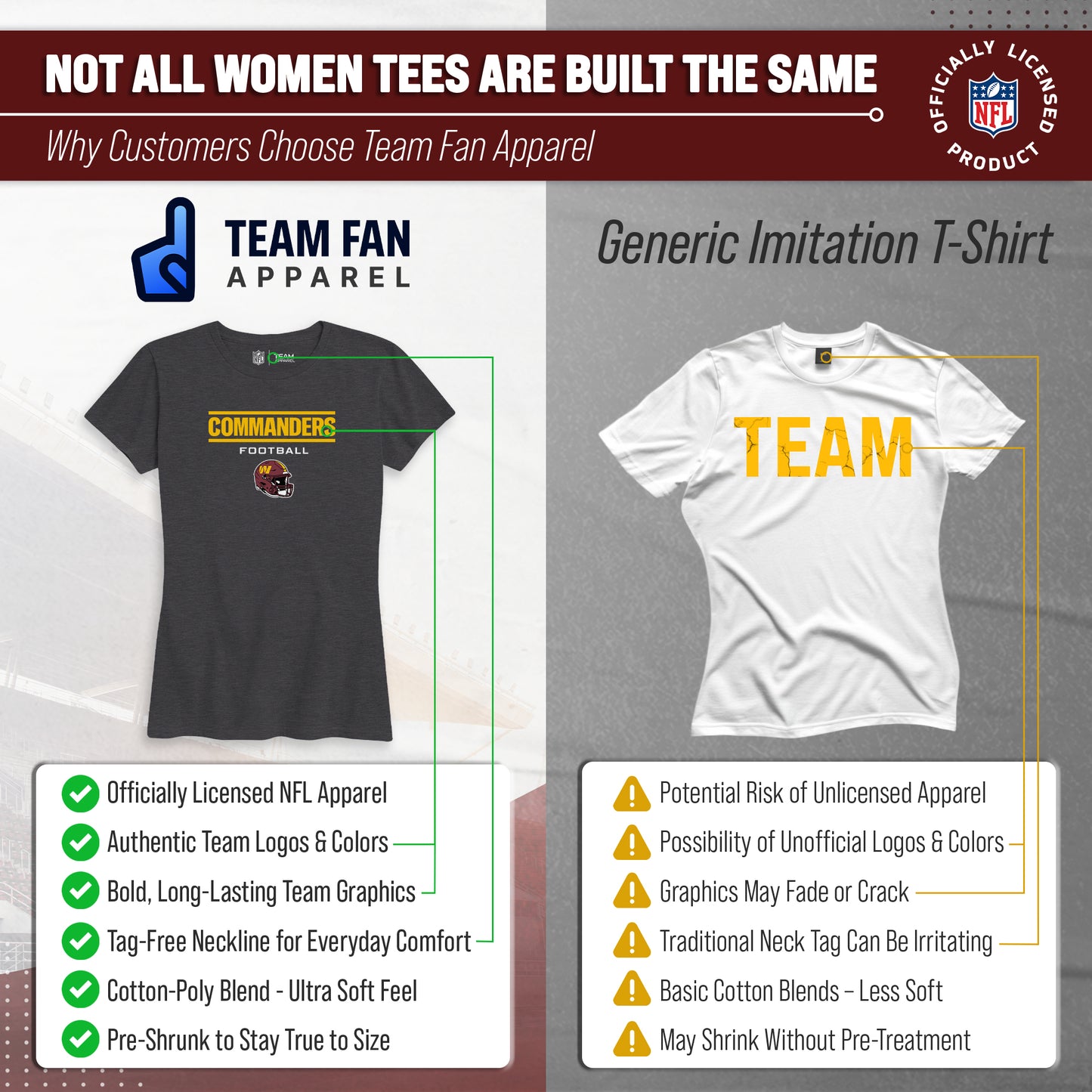 Washington Commanders Women's NFL Football Helmet Short Sleeve Tagless T-Shirt - Charcoal