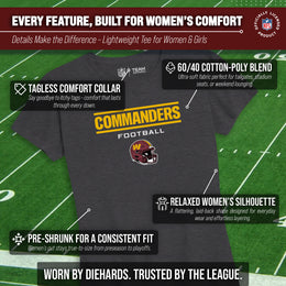 Washington Commanders Women's NFL Football Helmet Short Sleeve Tagless T-Shirt - Charcoal