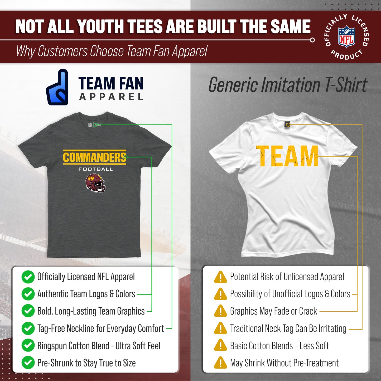 Washington Commanders NFL Youth Football Helmet Tagless T-Shirt - Charcoal