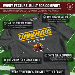 Washington Commanders NFL Youth Football Helmet Tagless T-Shirt - Charcoal
