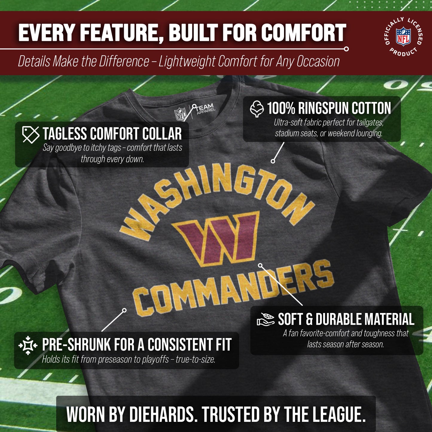 Washington Commanders Team Fan Apparel NFL  Gameday T-Shirt - Charcoal