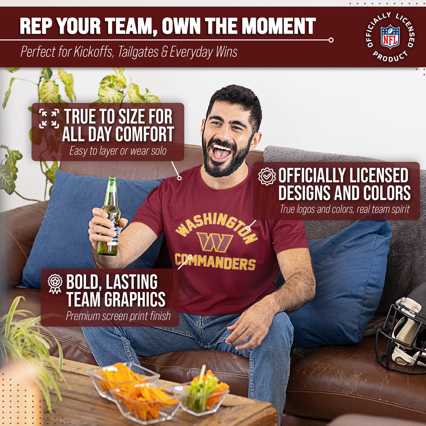 Washington Commanders Team Fan Apparel NFL  Gameday T-Shirt - Maroon