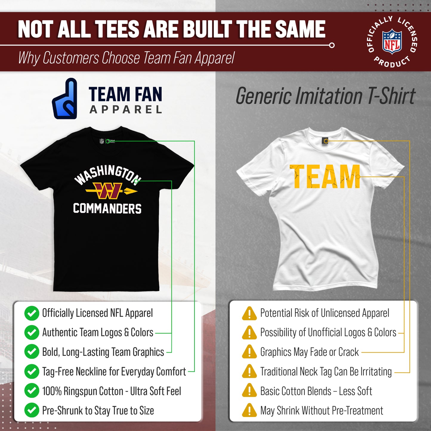 Washington Commanders  Mens Womens Retro Gameday Tee - Black