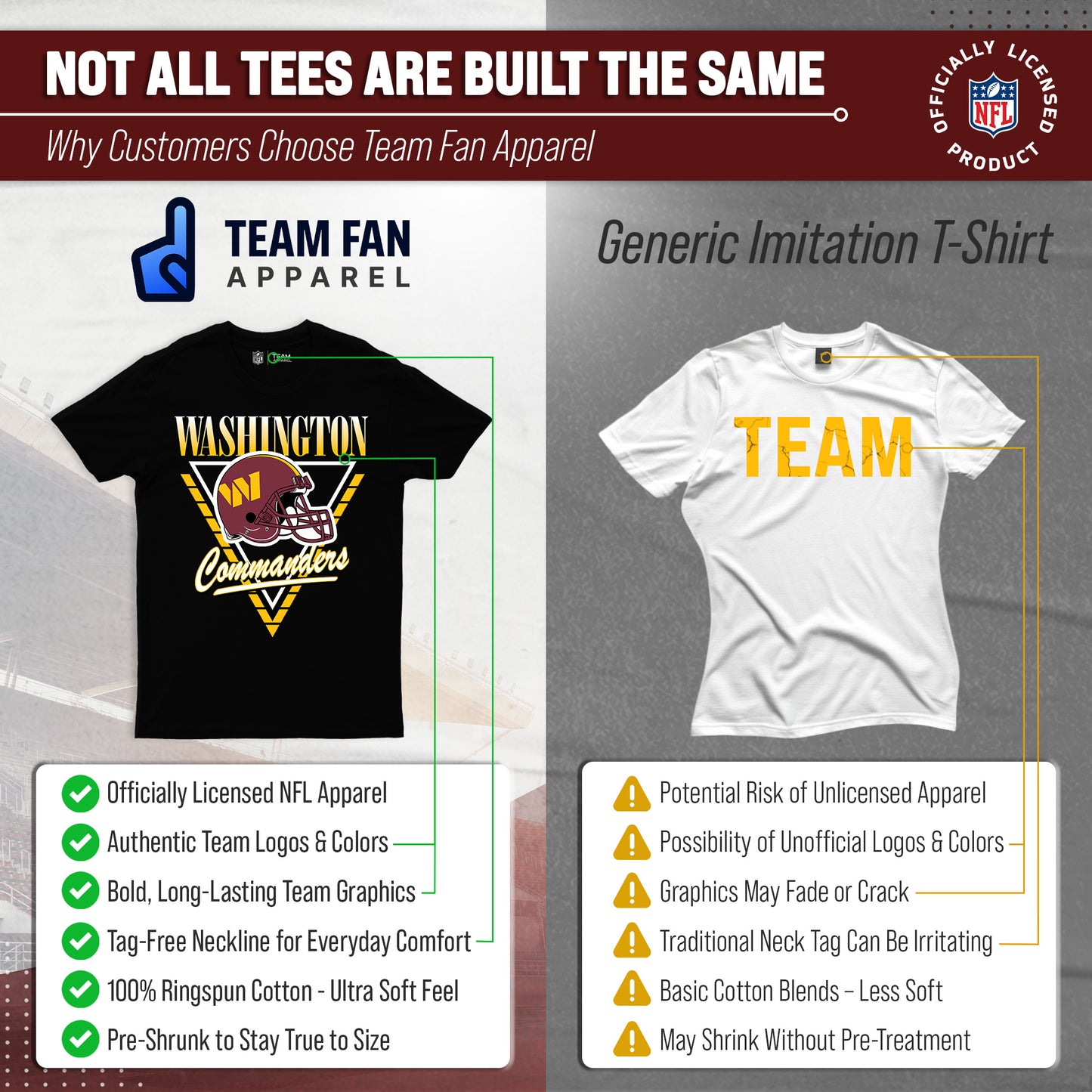 Washington Commanders NFL Adult Retro Triangle Unisex T-Shirt - Black