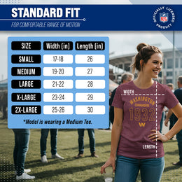 Washington Commanders NFL Womens Big Date Tag-Less T-Shirt - Maroon Heather