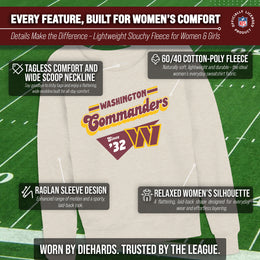 Washington Commanders NFL Womens Vintage Charm French Terry Slouchy Top - Birch
