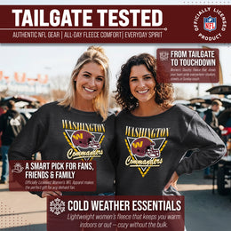 Washington Commanders NFL Womens Retro Triangle French Terry Slouchy Top- Raglan Sleeves - Heather Charcoal