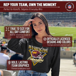 Washington Commanders NFL Womens Retro Triangle French Terry Slouchy Top- Raglan Sleeves - Heather Charcoal