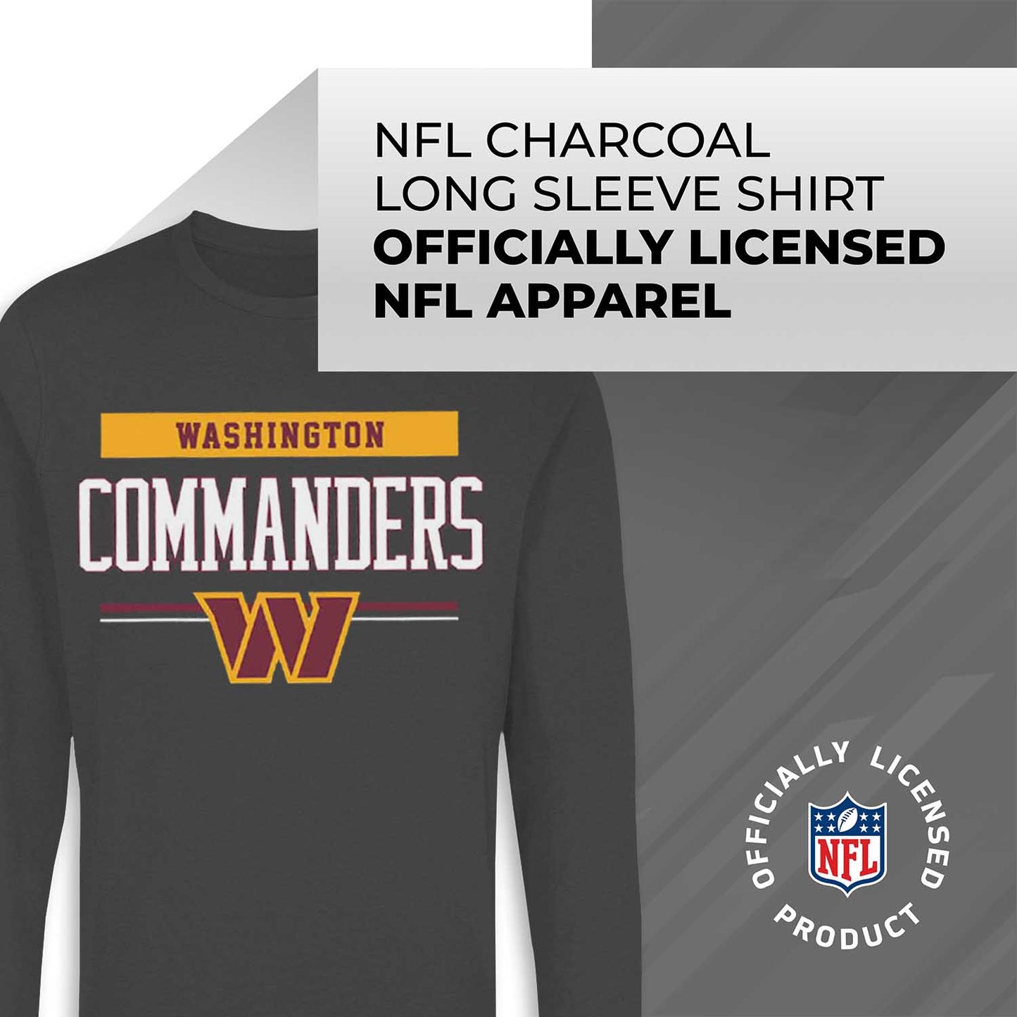 Washington Commanders NFL Adult Charcoal Long Sleeve T Shirt - Charcoal