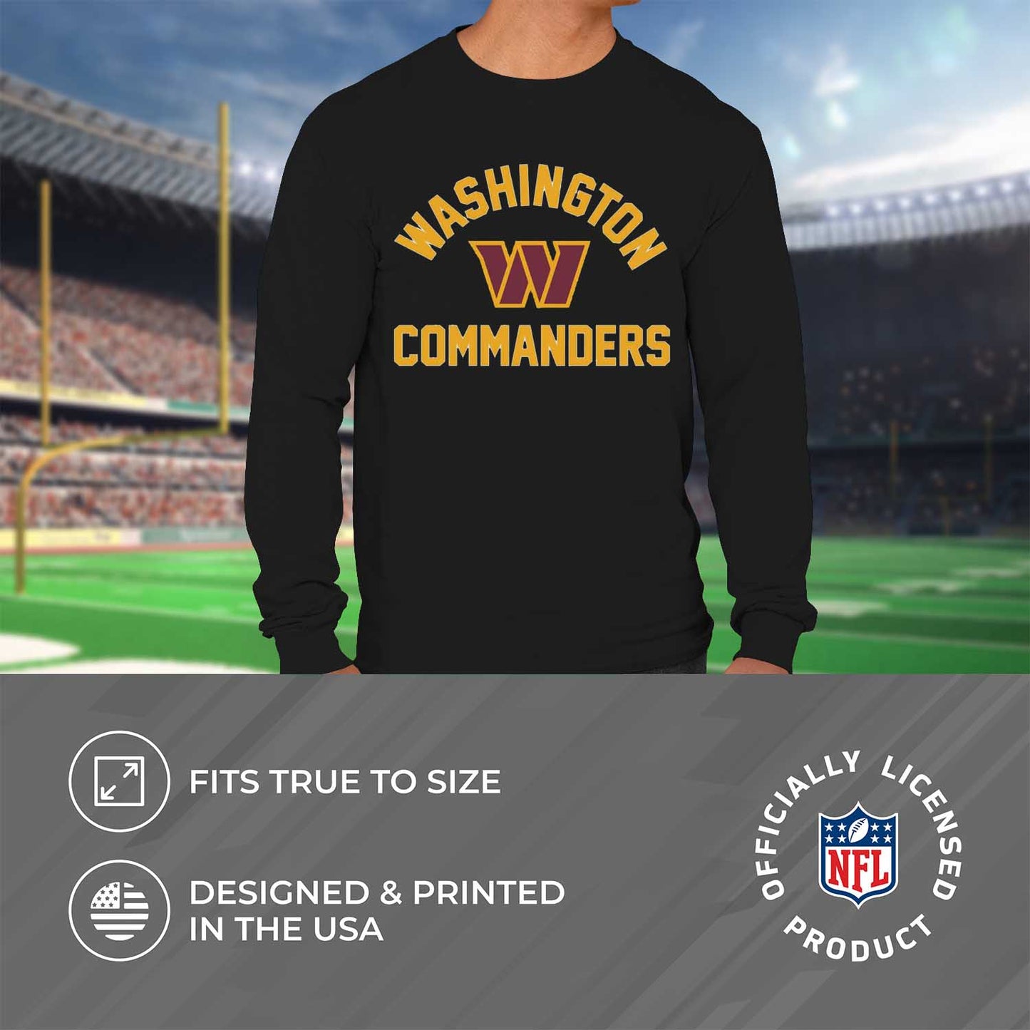 Washington Commanders NFL Gameday Adult Football Long Sleeve Shirt - Black