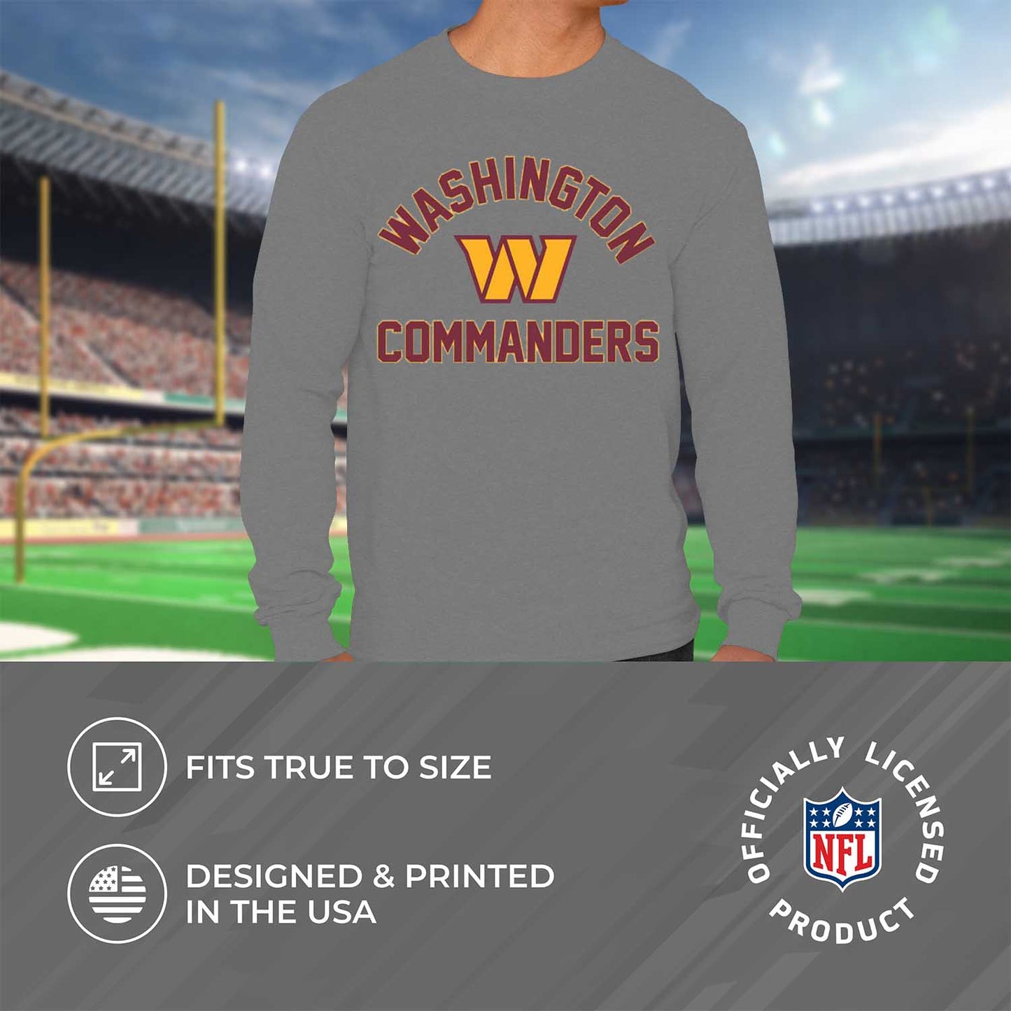 Washington Commanders NFL Gameday Adult Football Long Sleeve Shirt - Sport Gray
