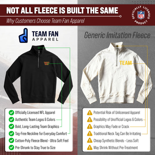 Washington Commanders  NFL Quarter Zip Fleece Pullover Unisex Sweatshirt - Black
