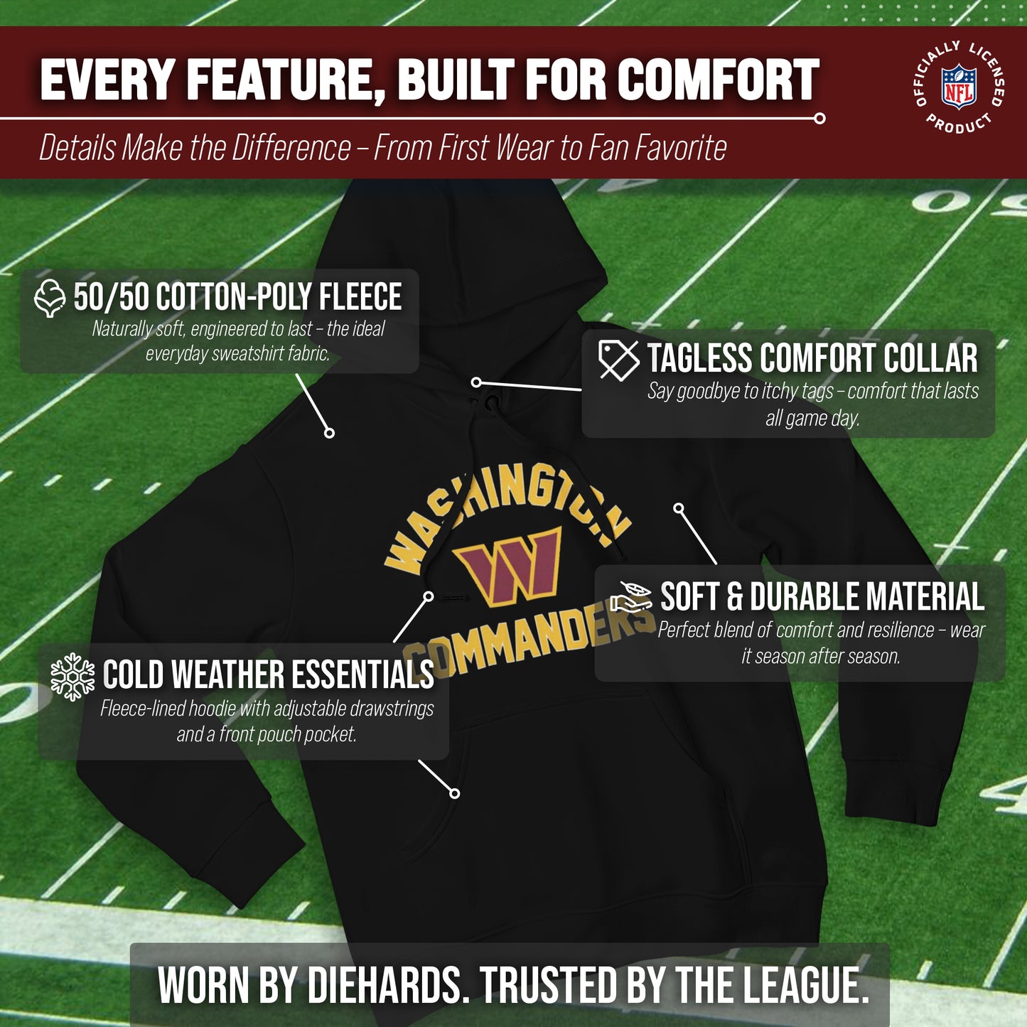 Washington Commanders Team Fan Apparel NFL  Gameday Hoodie - Black