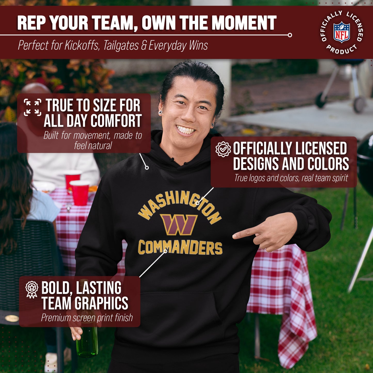 Washington Commanders Team Fan Apparel NFL  Gameday Hoodie - Black