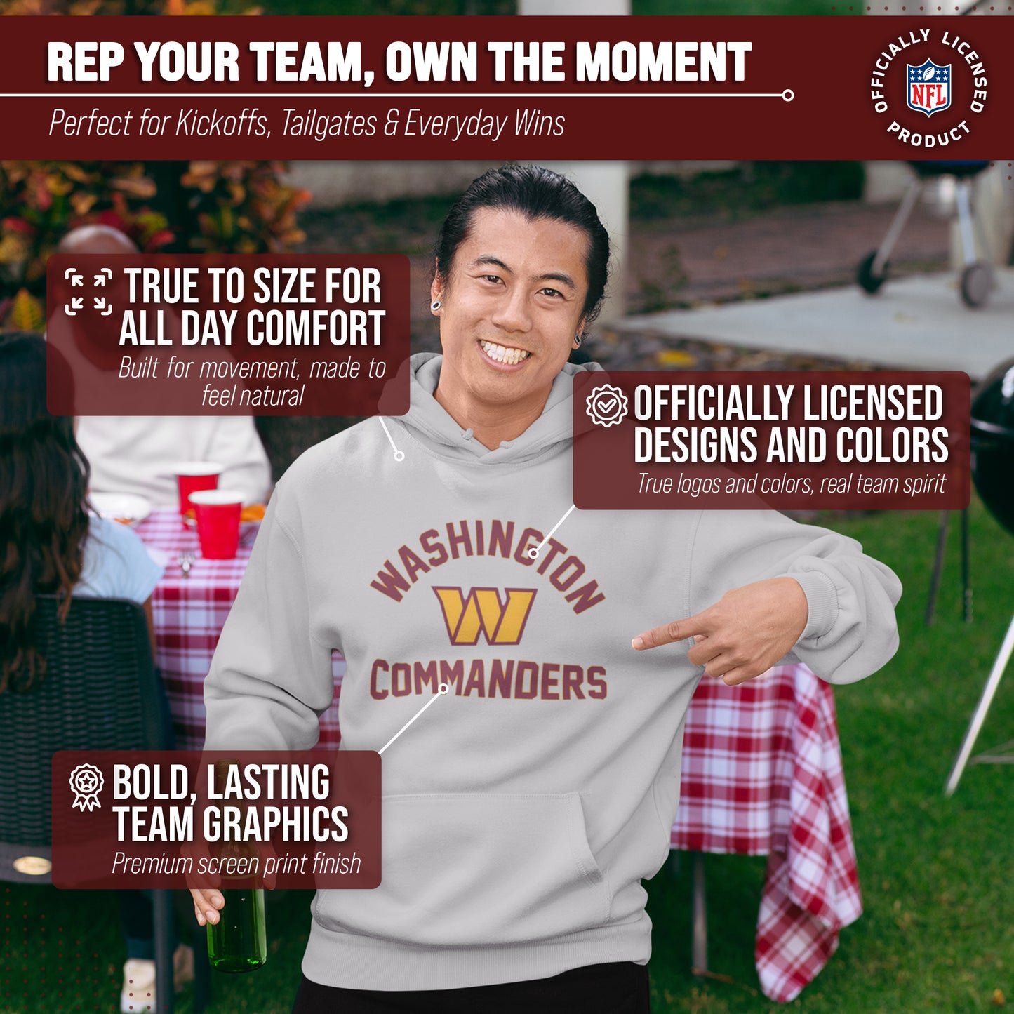 Washington Commanders Team Fan Apparel NFL  Gameday Hoodie - Sport Gray