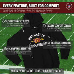 Washington Commanders NFL Adult Unisex Retro Gameday Ultra Soft Fleece Hooded Sweatshirt - Black