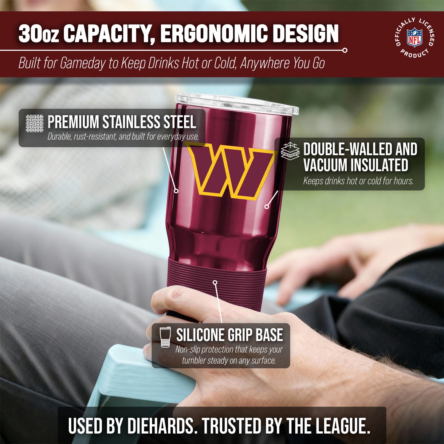 Washington Commanders NFL 30oz Gameday Stainless Steel Tumbler - Maroon