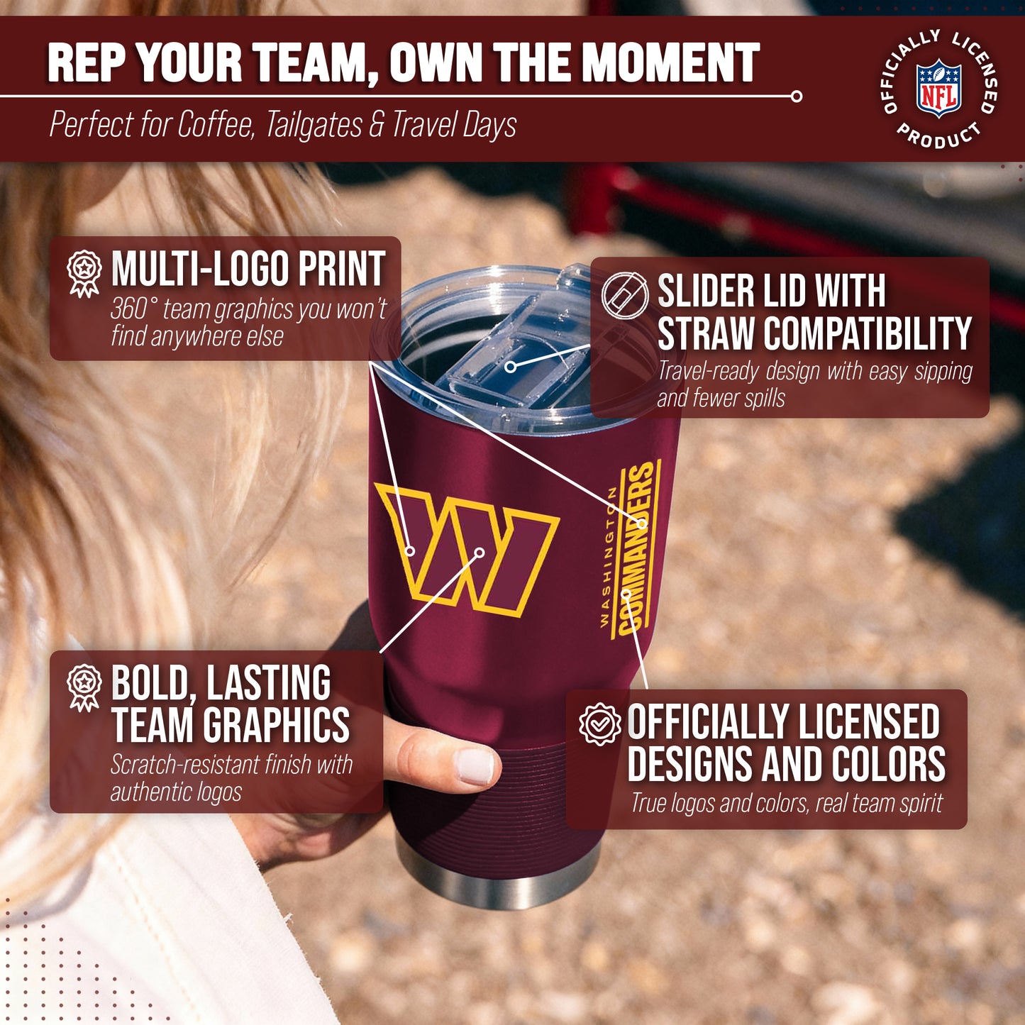 Washington Commanders NFL 30oz Gameday Stainless Steel Tumbler - Maroon
