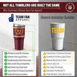 Washington Commanders  30 oz Stripe Powder Coat Tumbler | NFL Stainless - Maroon